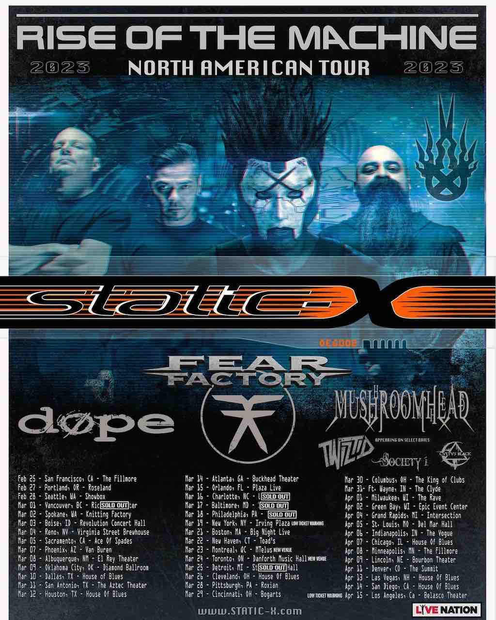 Static X, Fear Factory, Dope, Society 1