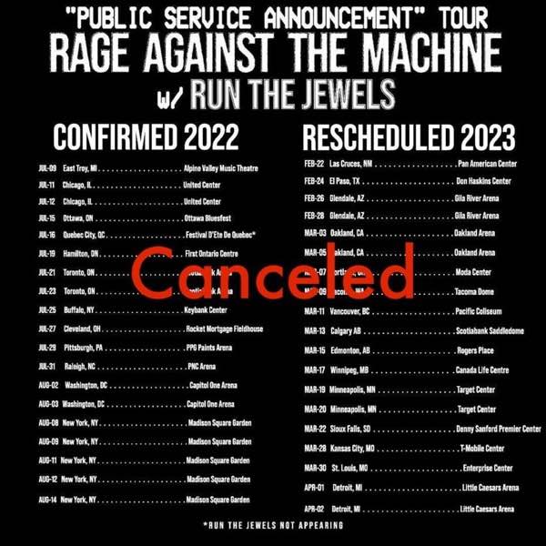 CANCELED – Rage Against The Machine, Run The Jewels