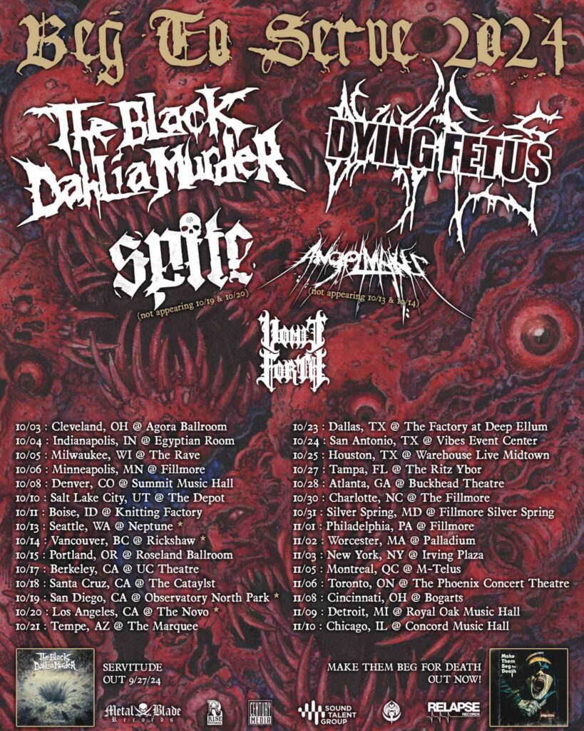 The Black Dahlia Murder, Dying Fetus, Spite, Angel Maker, Vomit Forth